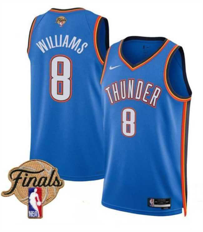 Mens Oklahoma City Thunder #8 Jalen Williams Blue 2025 Finals Icon Edition Stitched Jersey Dzhi