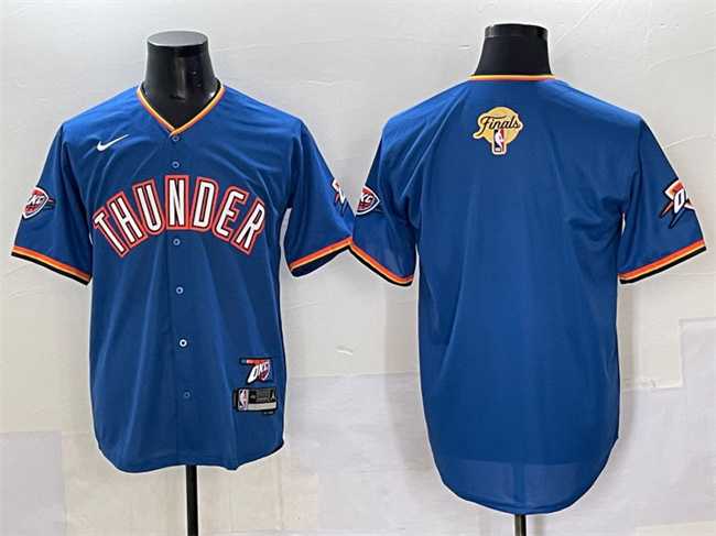 Mens Oklahoma City Thunder Blank Blue 2025 Finals Vapor Stitched Baseball Jersey