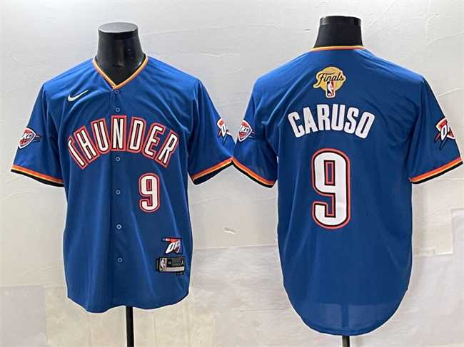 Mens Oklahoma City Thunder #9 Alex Caruso Blue 2025 Finals Vapor Stitched Baseball Jersey