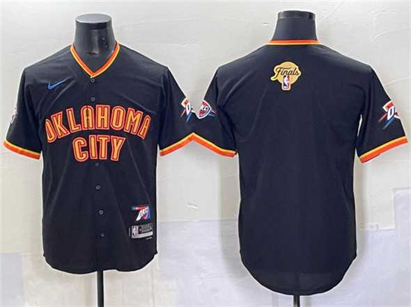 Mens Oklahoma City Thunder Blank Black 2025 Finals Vapor Stitched Baseball Jersey