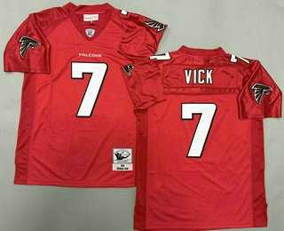 Mens Atlanta Falcons #7 Michael Vick Red 2003 Throwback Jersey