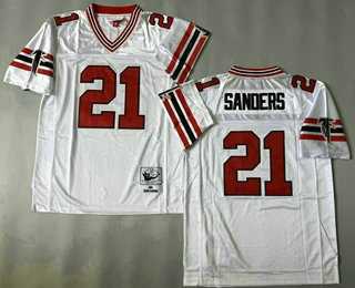 Mens Atlanta Falcons #21 Deion Sanders White 1989 Throwback Jersey