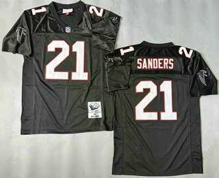 Mens Atlanta Falcons #21 Deion Sanders Black 1992 Throwback Jersey