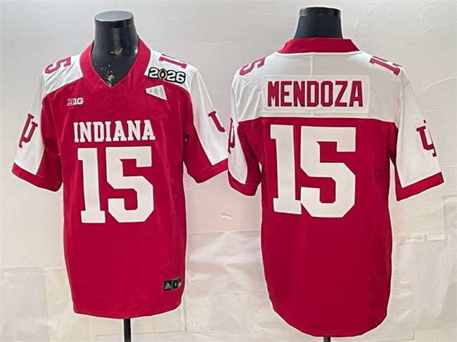 Mens Indiana Hoosiers #15 Fernando Mendoza Red Alternate F.U.S.E. 2026 Patch Stitched Jersey->->NCAA Jersey
