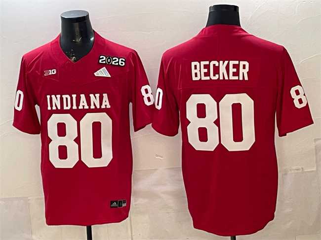 Mens Indiana Hoosiers #80 Charlie Becker Red F.U.S.E. 2026 Patch Stitched Jersey->->NCAA Jersey