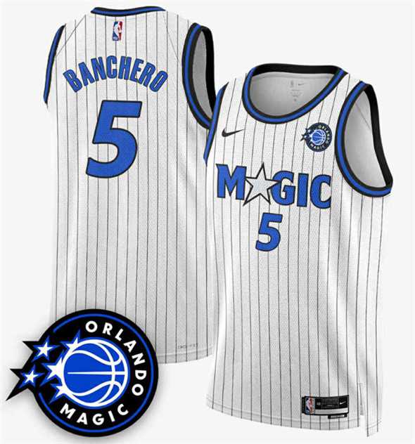 Mens Orlando Magic #5 Paolo Banchero White 2025 New Generation of Magic Stitched Jersey Dzhi