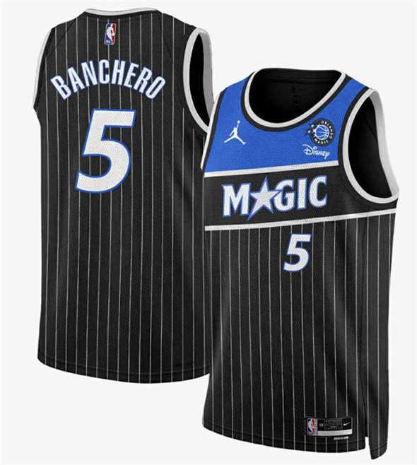Mens Orlando Magic #5 Paolo Banchero Black 2025 New Generation of Magic Stitched Jersey Dzhi