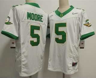 Mens Oregon Ducks #5 Dakorien Moore White FUSE College Jersey->->NCAA Jersey