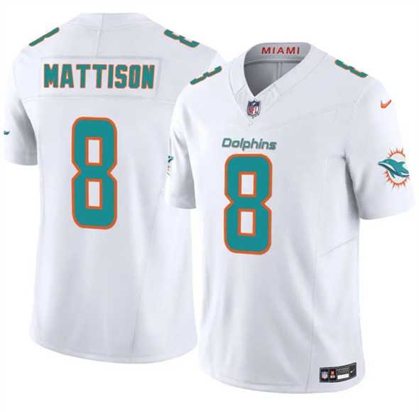 Men & Women & Youth Miami Dolphins #8 Alexander Mattison White 2025 F.U.S.E. Vapor Limited Stitched Jersey