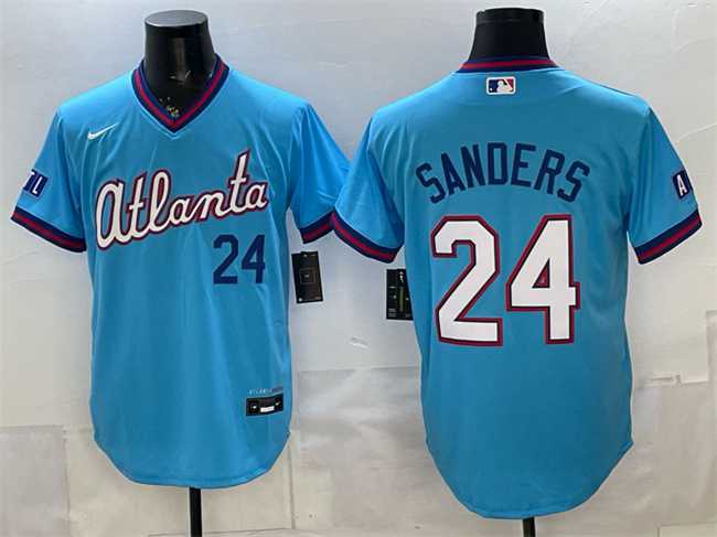 Mens Atlanta Braves #24 Deion Sanders Powder Blue 2026 City Connect Stadium Stitched Jersey