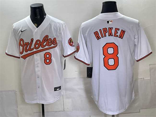Mens Baltimore Orioles #8 Cal Ripken Jr. White 2025 Home Limited Stitched Jersey