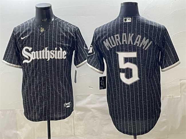 Mens Chicago White Sox #5 Munetaka Murakami Black 2021 City Connect Cool Base Stitched Jersey