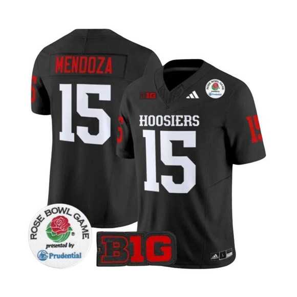 Mens Indiana Hoosiers #15 Fernando Mendoza 2025 F.U.S.E. Rose Bowl Black Stitched Jersey Dzhi