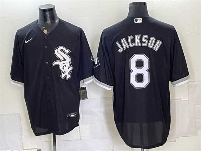 Mens Chicago White Sox #8 Bo Jackson Black Stitched Jersey