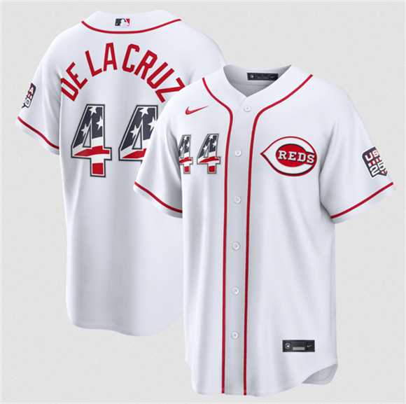 Mens Cincinnati Reds #44 Elly De La Cruz White 2026 USA 250 Fourth of July Home Stitched Jersey Dzhi->cincinnati reds->MLB Jersey
