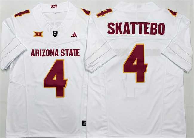 Mens Arizona State Sun Devils #4 Cam Skattebo White 2025 F.U.S.E. Vapor Limited Stitched Jersey