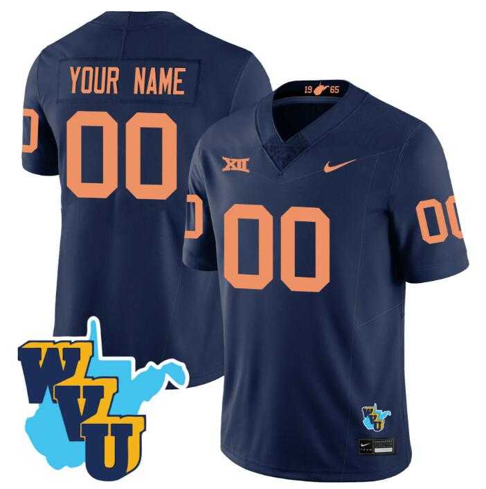 Mens West Virginia Mountaineers ACTIVE PLAYER Custom Navy F.U.S.E. 1965-2025 Throwback Stitched Jersey