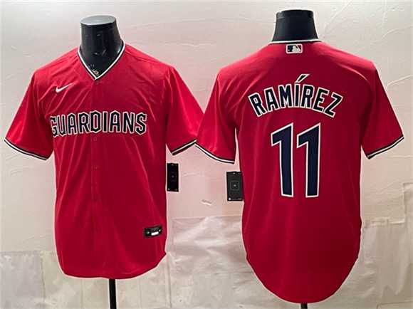Mens Cleveland Guardians #11 Jose Ramirez Red Cool Base Stitched Jersey->cleveland guardians->MLB Jersey