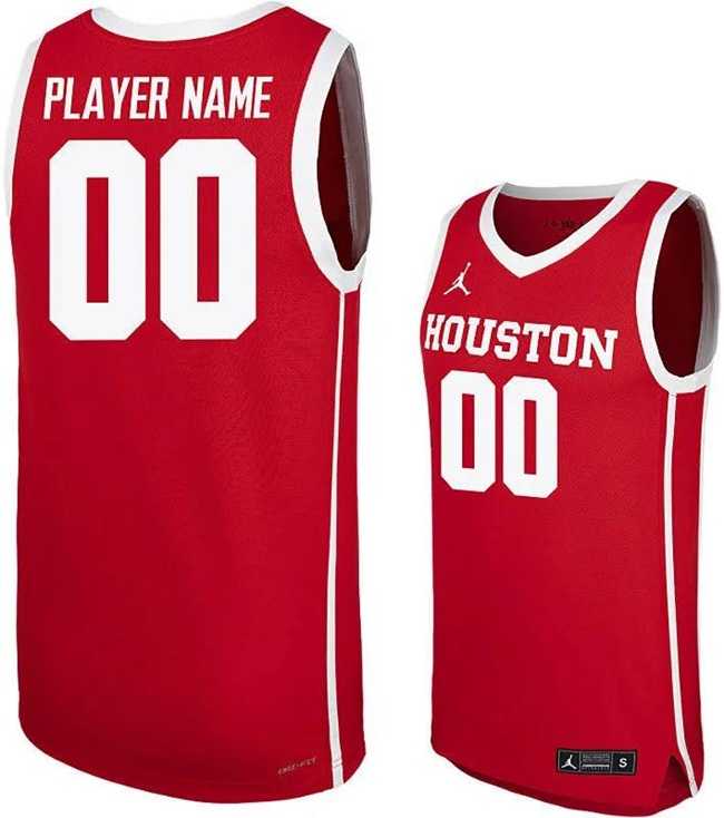 Mens Houston Cougars Active Player Custom Red Stitched Basketball Jersey