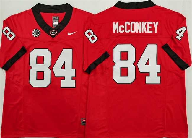 Mens Georgia Bulldogs #84 Ladd McConkey Red 2025 F.U.S.E. Stitched Jersey