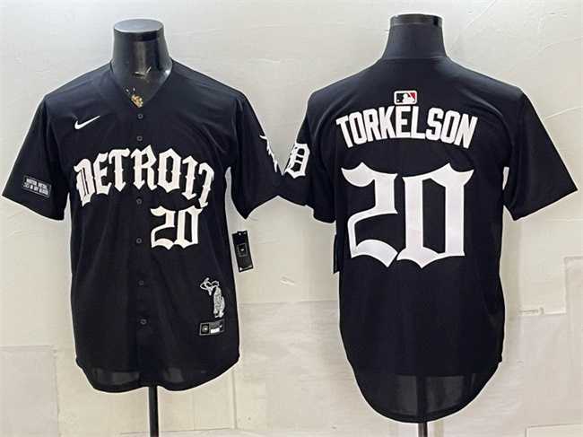 Mens Detroit Tigers #20 Spencer Torkelson 2026 Black Motor Gothic Edition Vapor Premier Limited Stitched Jersey Dzhi