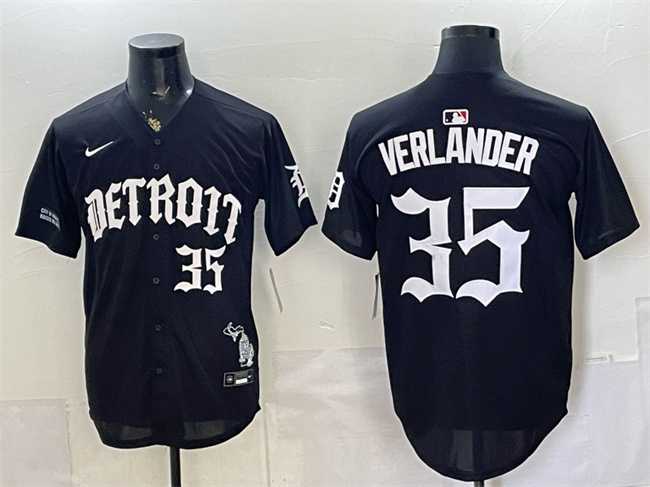 Mens Detroit Tigers #35 Justin Verlander 2026 Black Motor Gothic Edition Vapor Premier Limited Stitched Jersey Dzhi