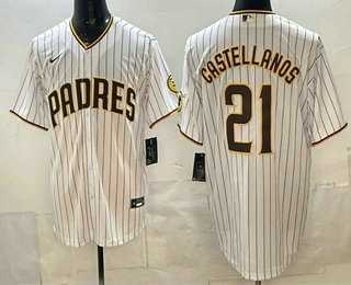 Mens San Diego Padres #21 Nick Castellanos White Cool Base Jersey