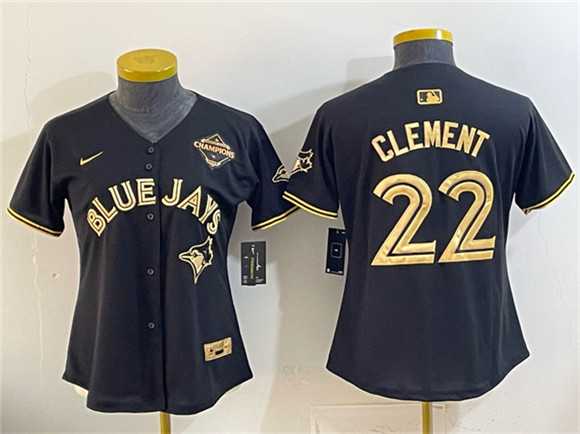 Youth Toronto Blue Jays #22 Ernie Clement Black Gold 2025 American League Champions Limited Stitched Jersey Dzhi