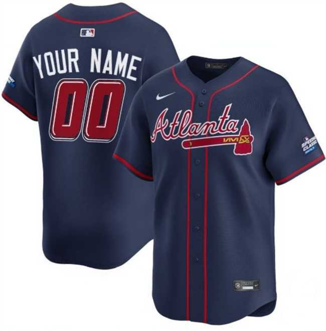 Mens Atlanta Braves Active Player Custom Navy 2025 Speedway Classic Alternate Limited Stitched Baseball Jersey
