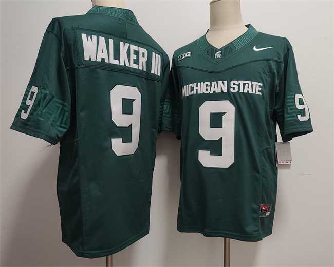 Mens Michigan State Spartans Green #9 WALKER III Green F.U.S.E. Stitched Jersey