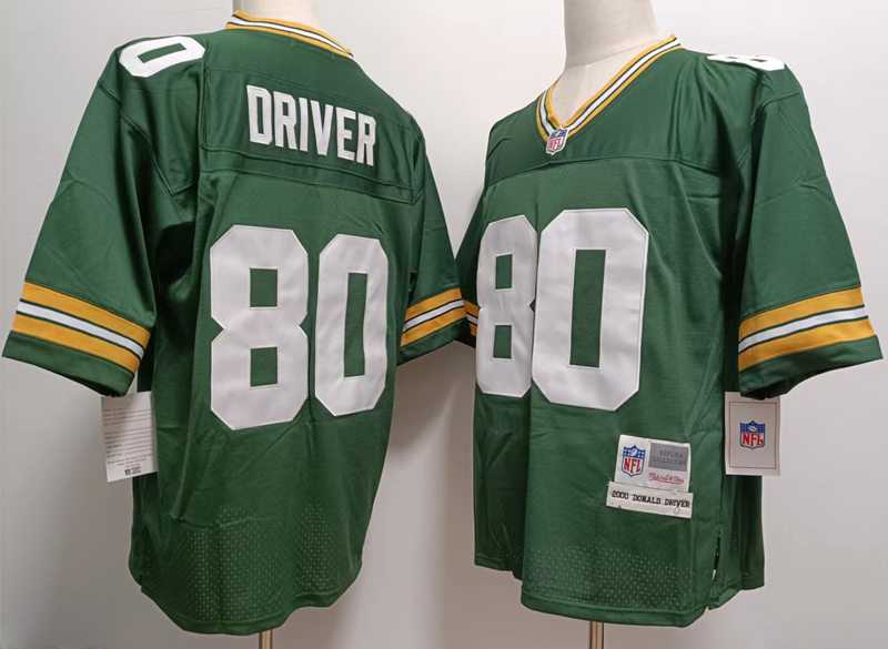 Mens Green Bay Packers #80 Donald Driver Mitchell & Ness Retired Player Green Throwback Jersey