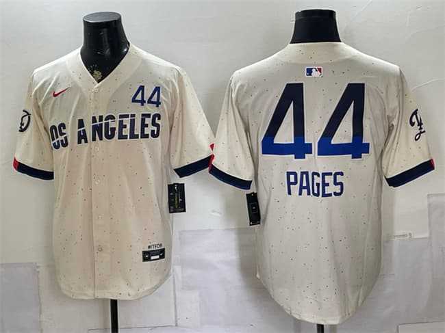 Mens Los Angeles Dodgers #44 Andy Pages Cream 2024 City Connect Limited Stitched Jersey Dzhi