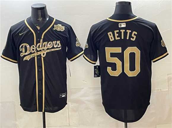 Mens Los Angeles Dodgers #50 Mookie Betts Black Military Appreciation Game Day Stitched Jersey Dzhi