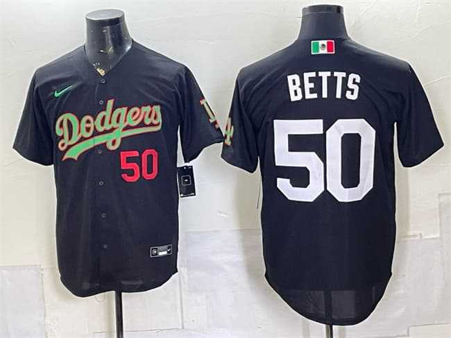 Mens Los Angeles Dodgers #50 Mookie Betts Black Mexico Limited Stitched Jersey Dzhi
