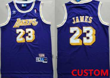 Mens Los Angeles Lakers Custom Purple Hardwood Classics Jersey
