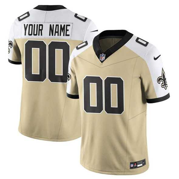 Mens New Orleans Saints Active Player Custom Gold White Alternate 2025 F.U.S.E. Vapor Limited Football Stitched Jersey