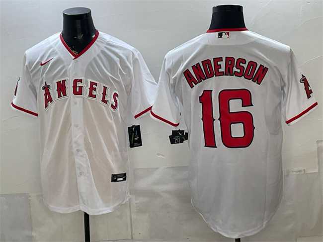Mens Los Angeles Angels #16 Garret Anderson White Stitched Jersey->los angeles angels->MLB Jersey