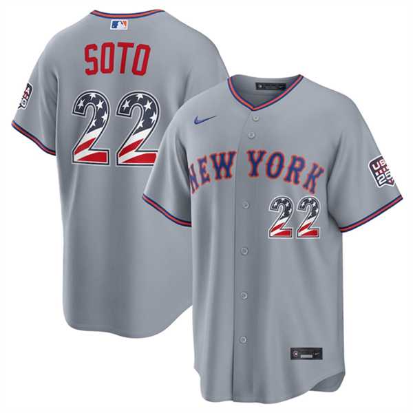 Mens New York Mets #22 Juan Soto Gray USA 250 Fourth of July Home Stitched Jersey Dzhi->new york mets->MLB Jersey