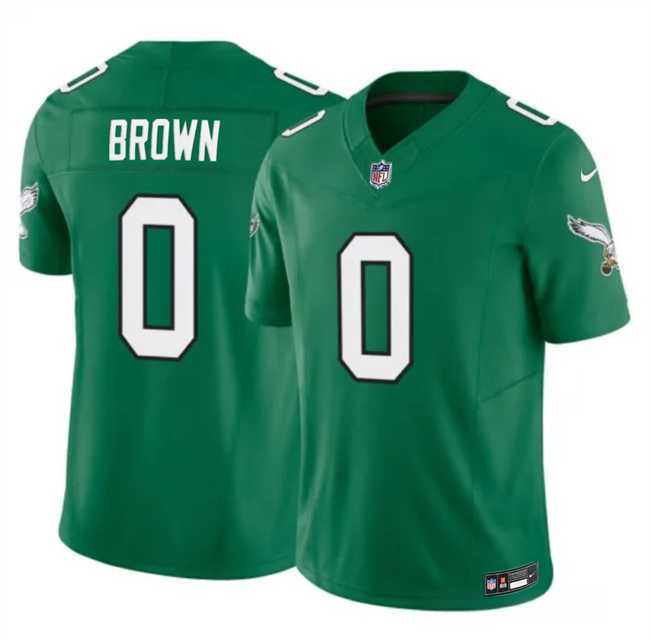 Mens Philadelphia Eagles #0 Hollywood Brown Kelly Green 2026 F.U.S.E. Throwback Vapor Untouchable Limited Stitched Jersey Dzhi