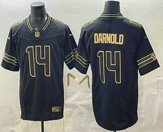 Mens Seattle Seahawks #14 Sam Darnold Limited Black Gold FUSE Vapor Jersey Dzhi