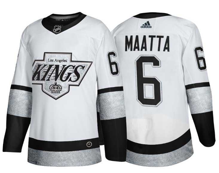 Mens Los Angeles Kings #6 Olli Maatta White Throwback Stitched Jersey Dzhi