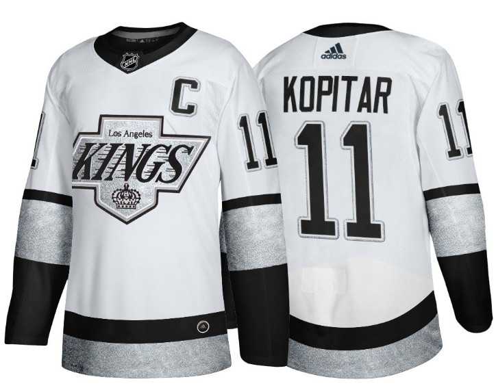Mens Los Angeles Kings #11 Anze Kopitar White Throwback Stitched Jersey Dzhi