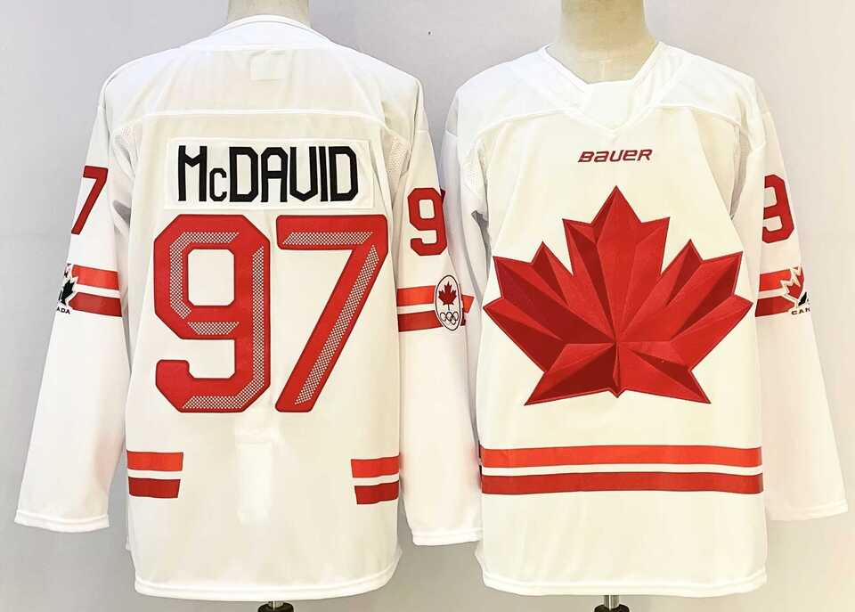 Mens Canada Hockey #97 Connor McDavid White Stitched Jersey