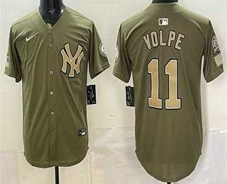 Mens New York Yankees #11 Anthony Volpe Olive 2026 Armed Forces Day Jersey Dzhi
