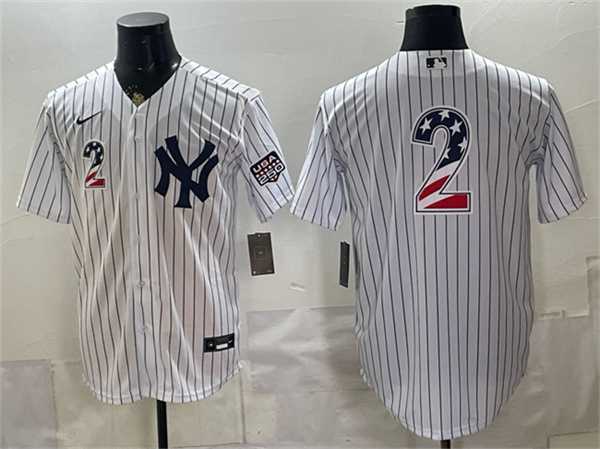 Mens New York Yankees #2 Derek Jeter White 2026 USA 250 Fourth of July Home Stadium Stitched Baseball Jersey Dzhi