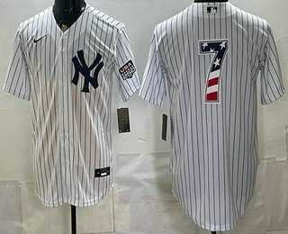 Mens New York Yankees #7 Mickey Mantle White 2026 USA 250 Fourth of July Home Stadium Stitched Jersey Dzhi