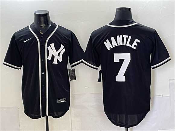 Mens New York Yankees #7 Mickey Mantle 2026 Fashion Replica Black Out Stitched Jersey
