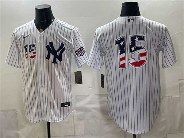 Mens New York Yankees #15 Thurman Munson White 2026 USA 250 Fourth of July Home Stadium Stitched Baseball Jersey Dzhi