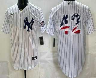 Mens New York Yankees #42 Mariano Rivera White 2026 USA 250 Fourth of July Home Stadium Stitched Jersey Dzhi