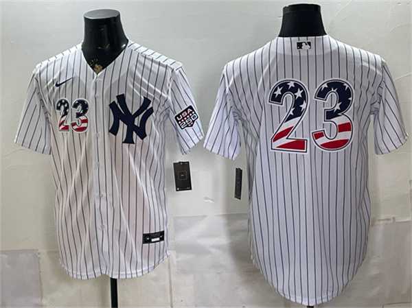 Mens New York Yankees #23 Don Mattingly White 2026 USA 250 Fourth of July Home Stadium Stitched Baseball Jersey Dzhi
